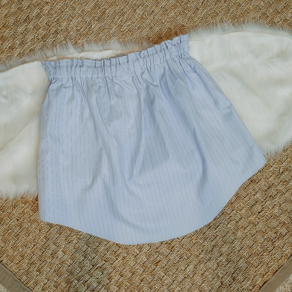 CREATE GOOD ELASTIC WAIST PINSTRIPE SKIRT, BLUE L - Picture 3 of 5